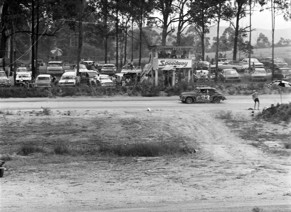 Car racing, speedway meeting, Caboolture, March 1973