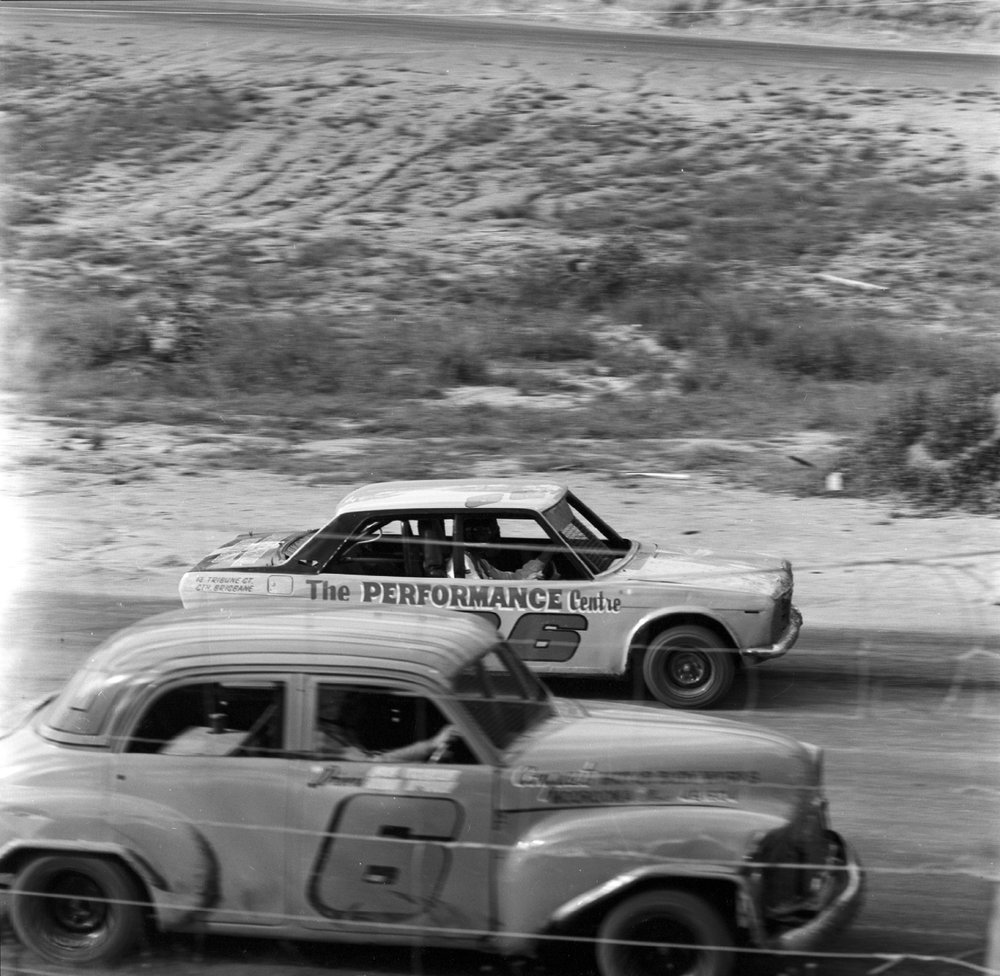 Car racing, speedway meeting, Caboolture, ca May 1973