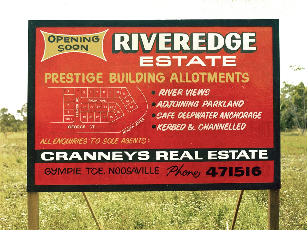 Advertising billboard, Riveredge Estate, Tewantin, October 1974