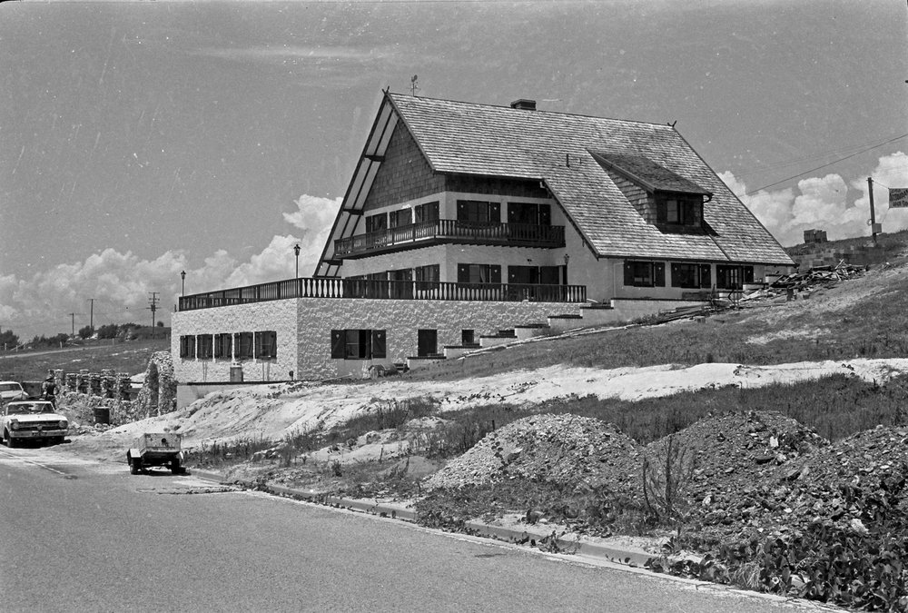 Shingle Chalet Restaurant under construction, December 1973