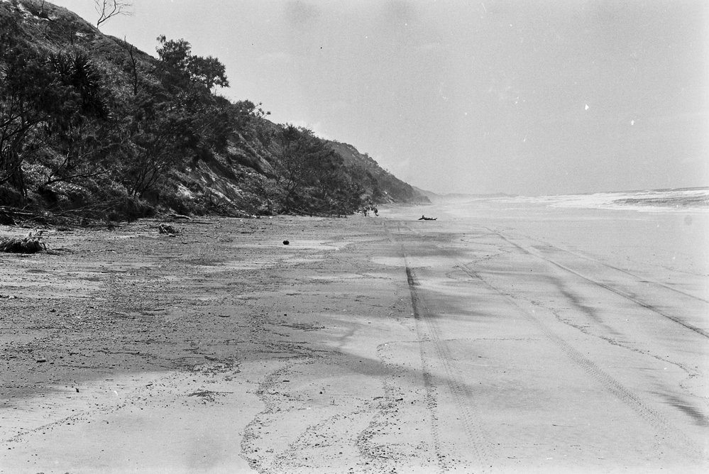 Tracks on the shore, Sunshine Beach, ca 1970s