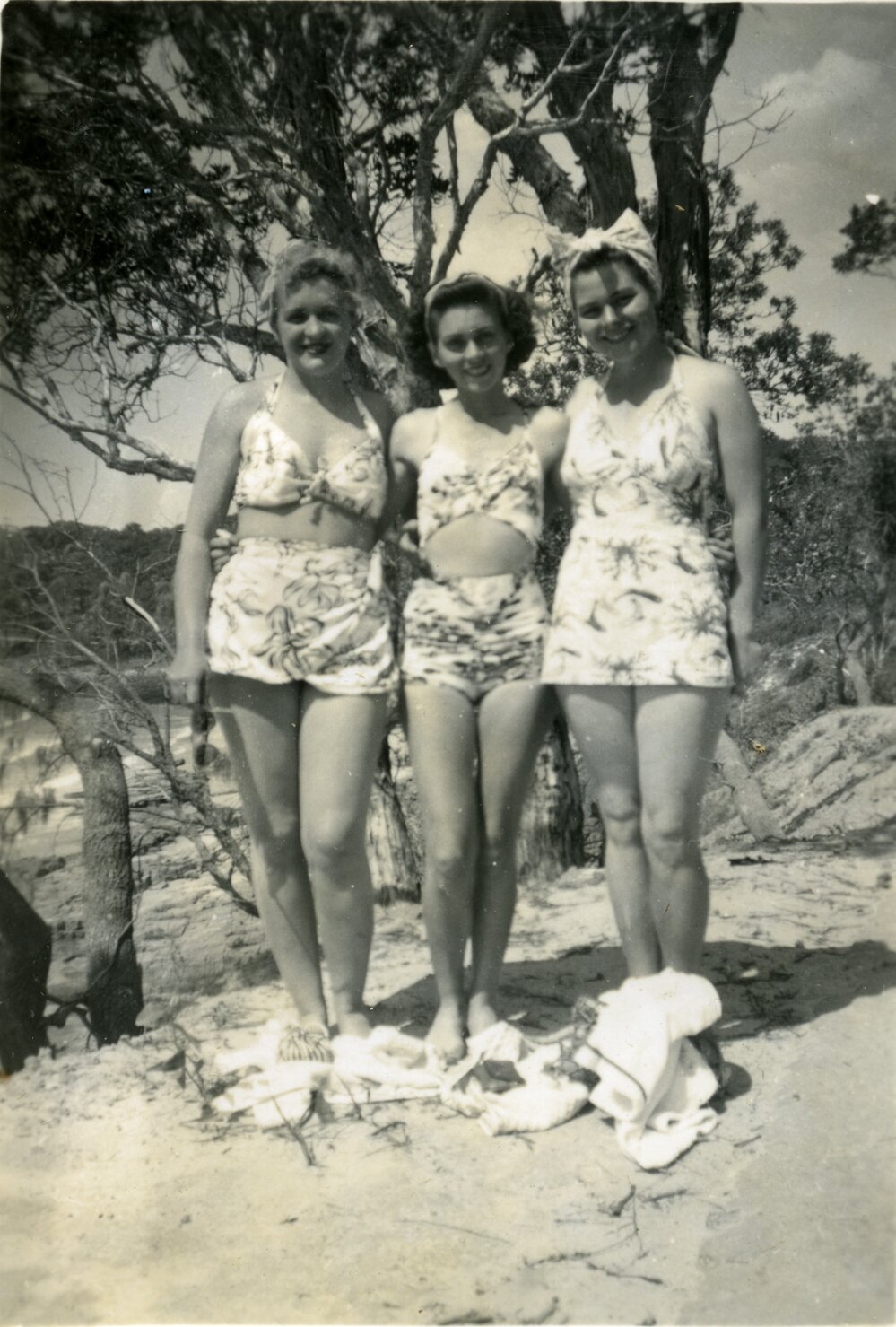 Connie Moller, Joan Bowden and Carol Anderson, Noosa Heads, 1940s