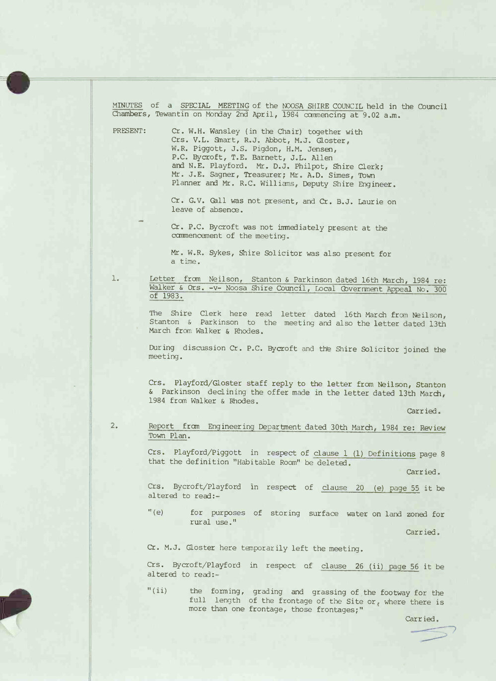 Noosa Shire Council Meeting Minutes 1984_04_02 Special Meeting