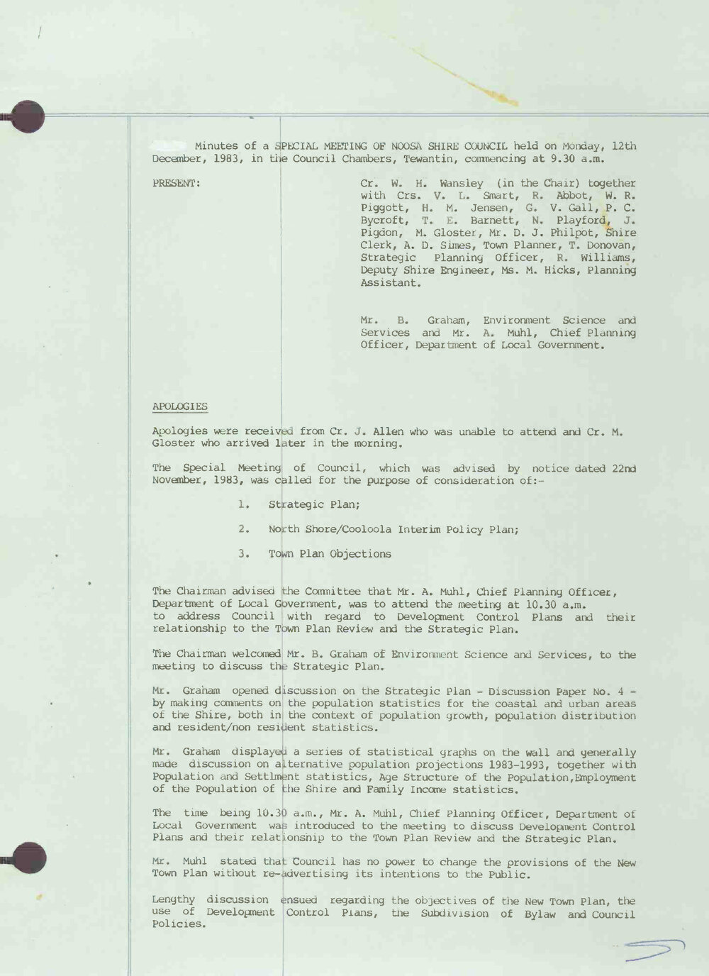 Noosa Shire Council Meeting Minutes 1983_12_12 Special Meeting