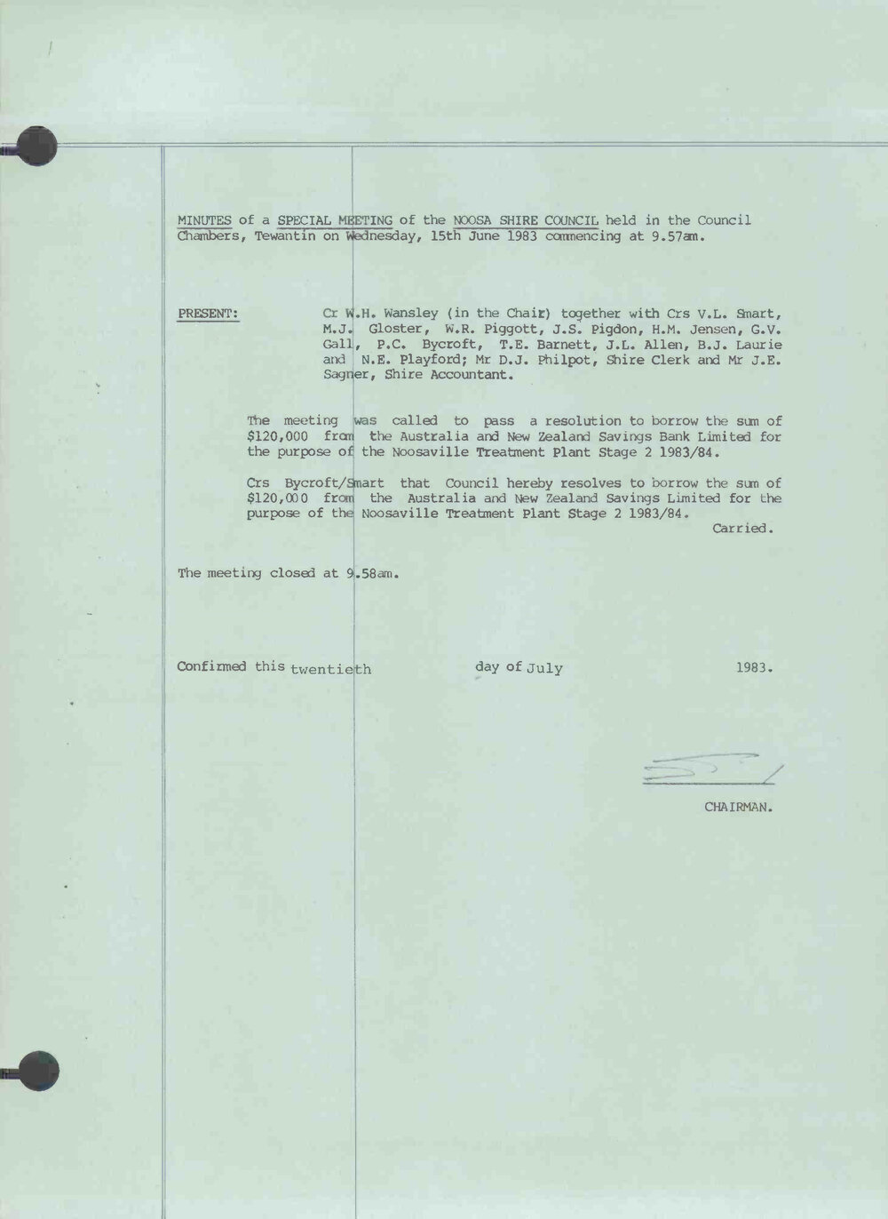 Noosa Shire Council Meeting Minutes 1983_06_15 Special Meeting 2