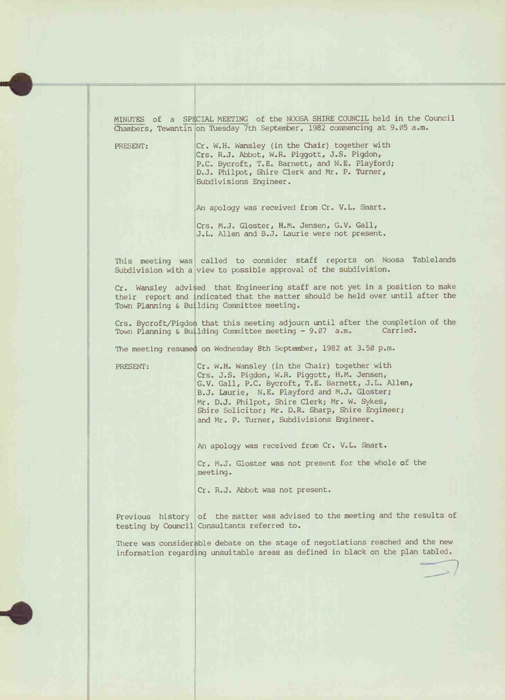 Noosa Shire Council Meeting Minutes 1982_09_07 Special Meeting 2