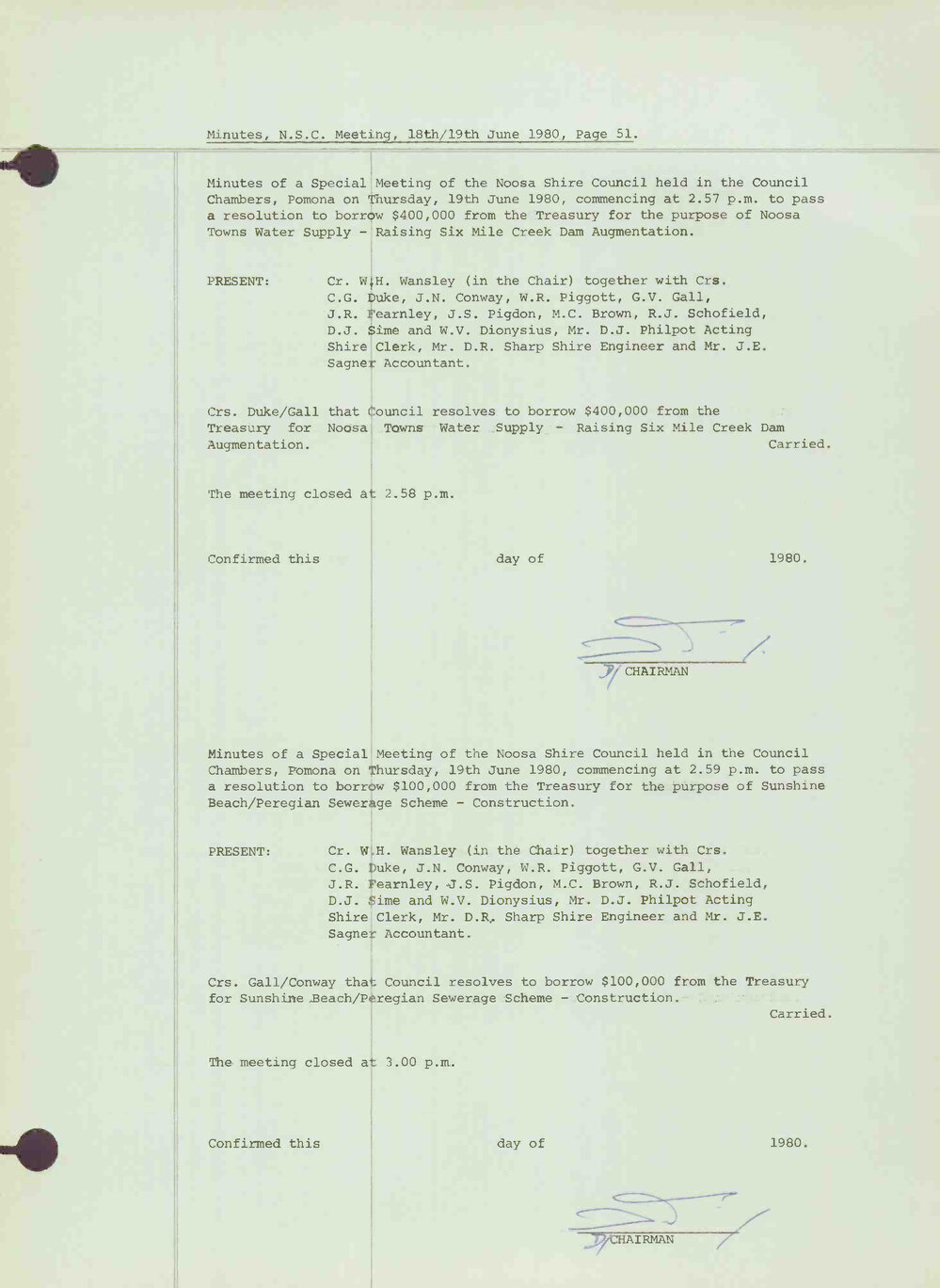 Noosa Shire Council Meeting Minutes 1980_06_19 Special Meeting 2