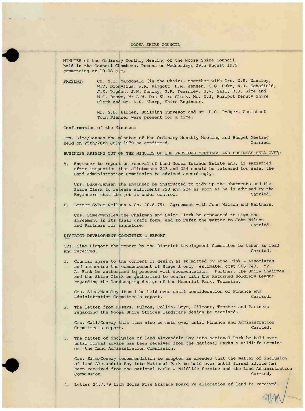 Noosa Shire Council Meeting Minutes 1979_08_29 Ordinary Meeting