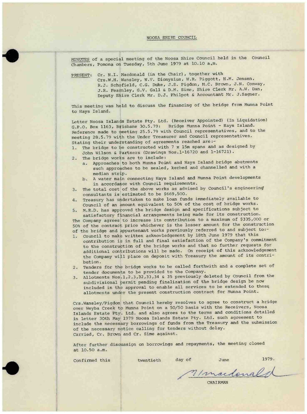 Noosa Shire Council Meeting Minutes 1979_06_05 Special Meeting 2