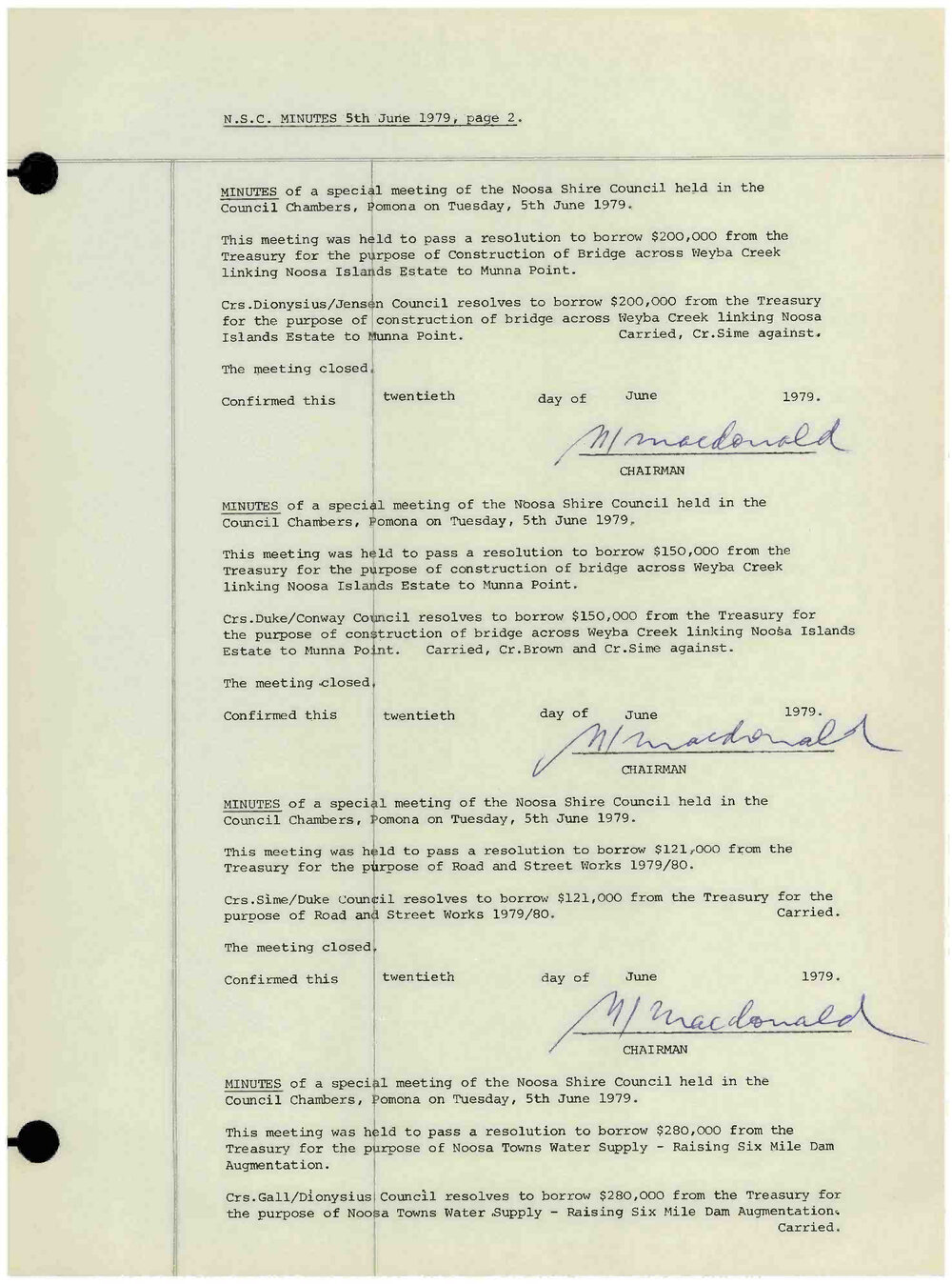 Noosa Shire Council Meeting Minutes 1979_06_05 Special Meeting 5