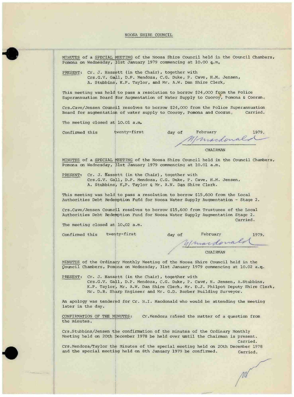 Noosa Shire Council Meeting Minutes 1979_01_31 Special Meeting 2