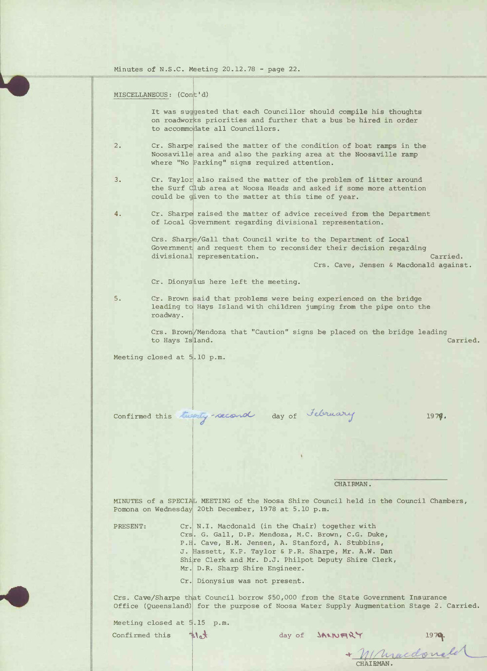Noosa Shire Council Meeting Minutes 1978_12_20 Special Meeting 2