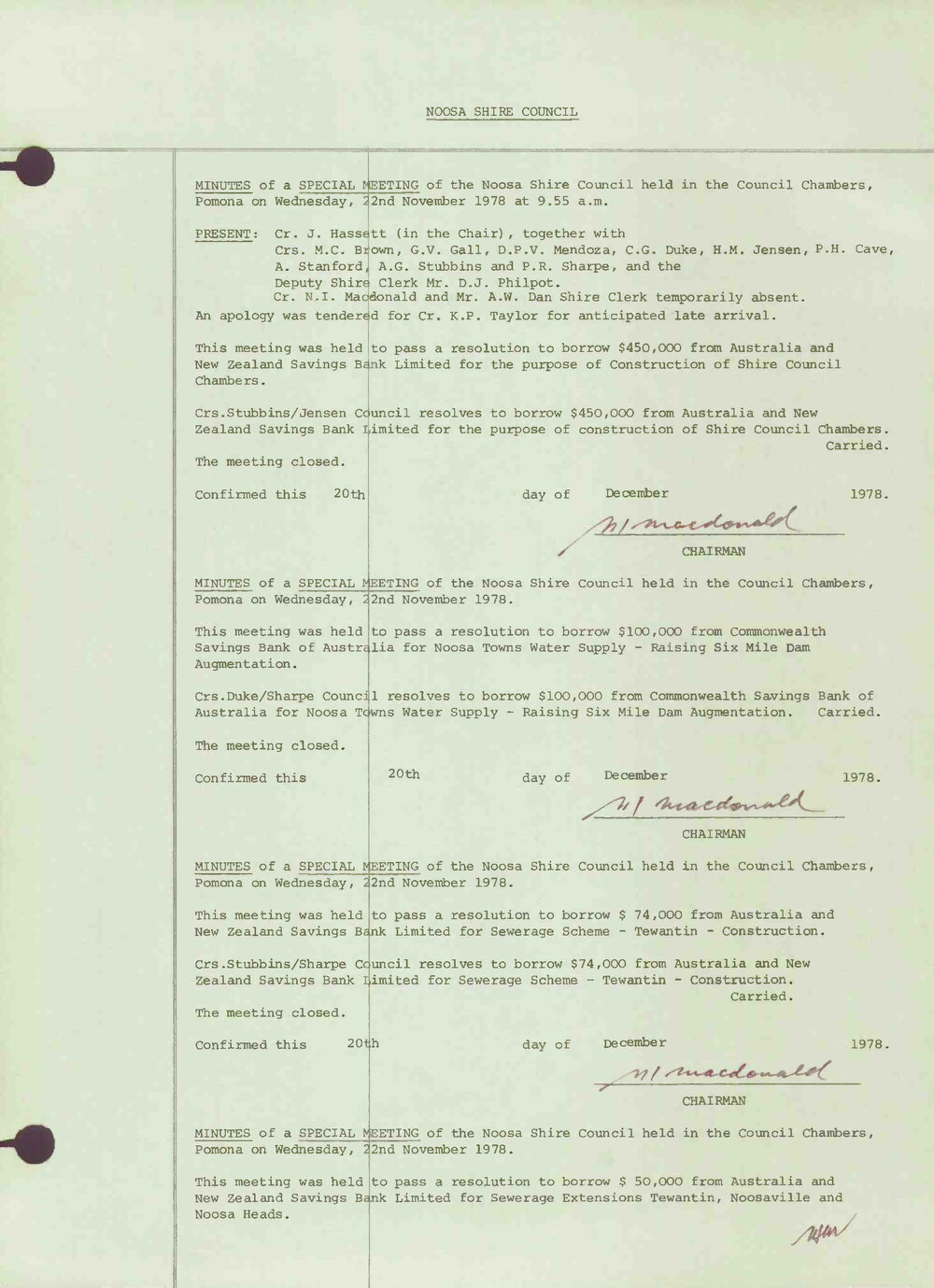 Noosa Shire Council Meeting Minutes 1978_11_22 Special Meeting 4
