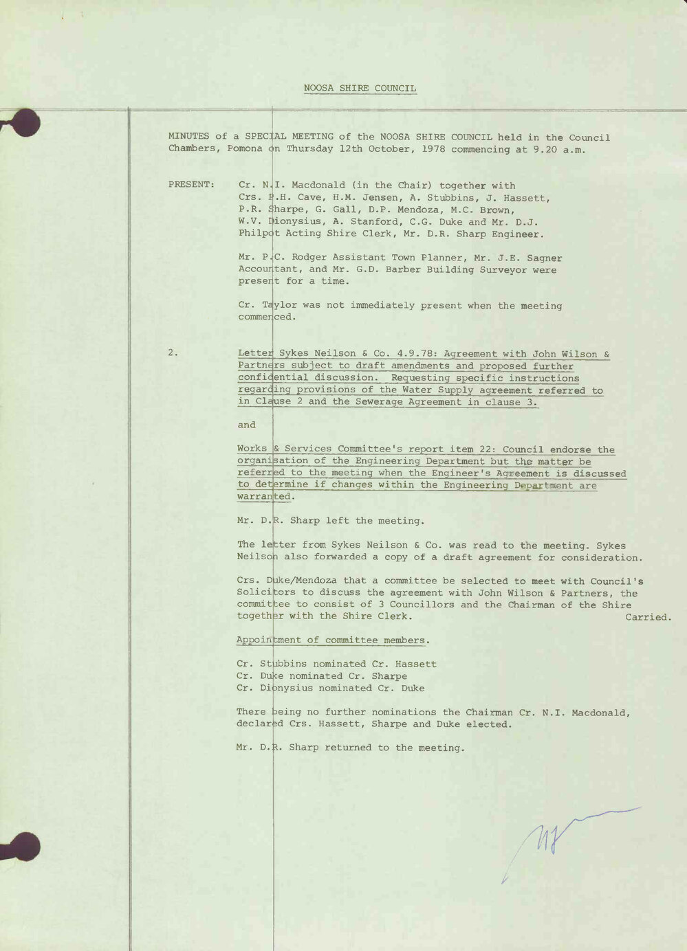 Noosa Shire Council Meeting Minutes 1978_10_12 Special Meeting