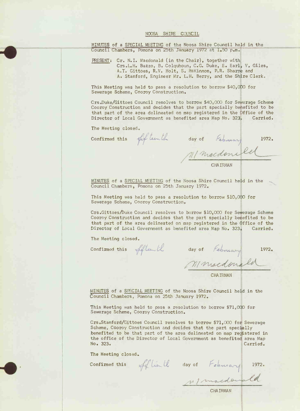 Noosa Shire Council Meeting Minutes 1972_01_25 Special Meeting 3