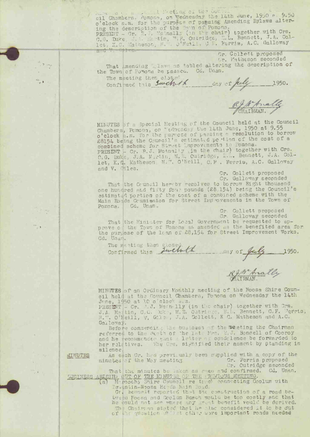 Noosa Shire Council Meeting Minutes 1950_06_14 Special Meeting 2