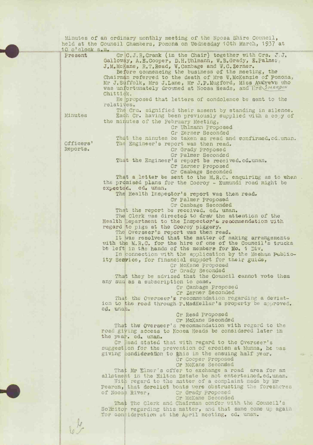 Noosa Shire Council Meeting Minutes 1937_03_10 Ordinary Meeting
