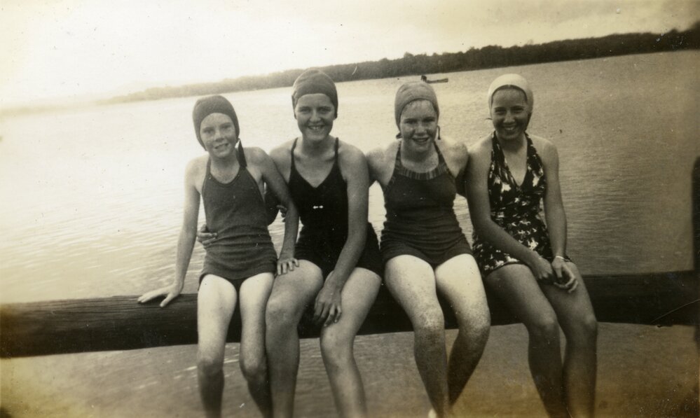Bathing party, Noosa River, Gympie Terrace, Noosaville, 1941