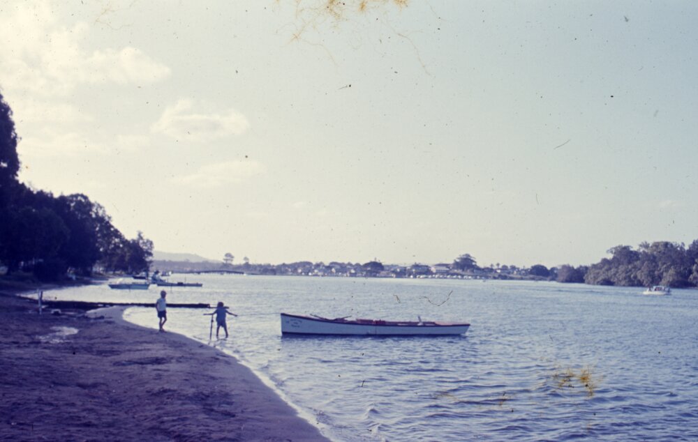 Boys and boats, Noosa River, Noosaville, 1970s