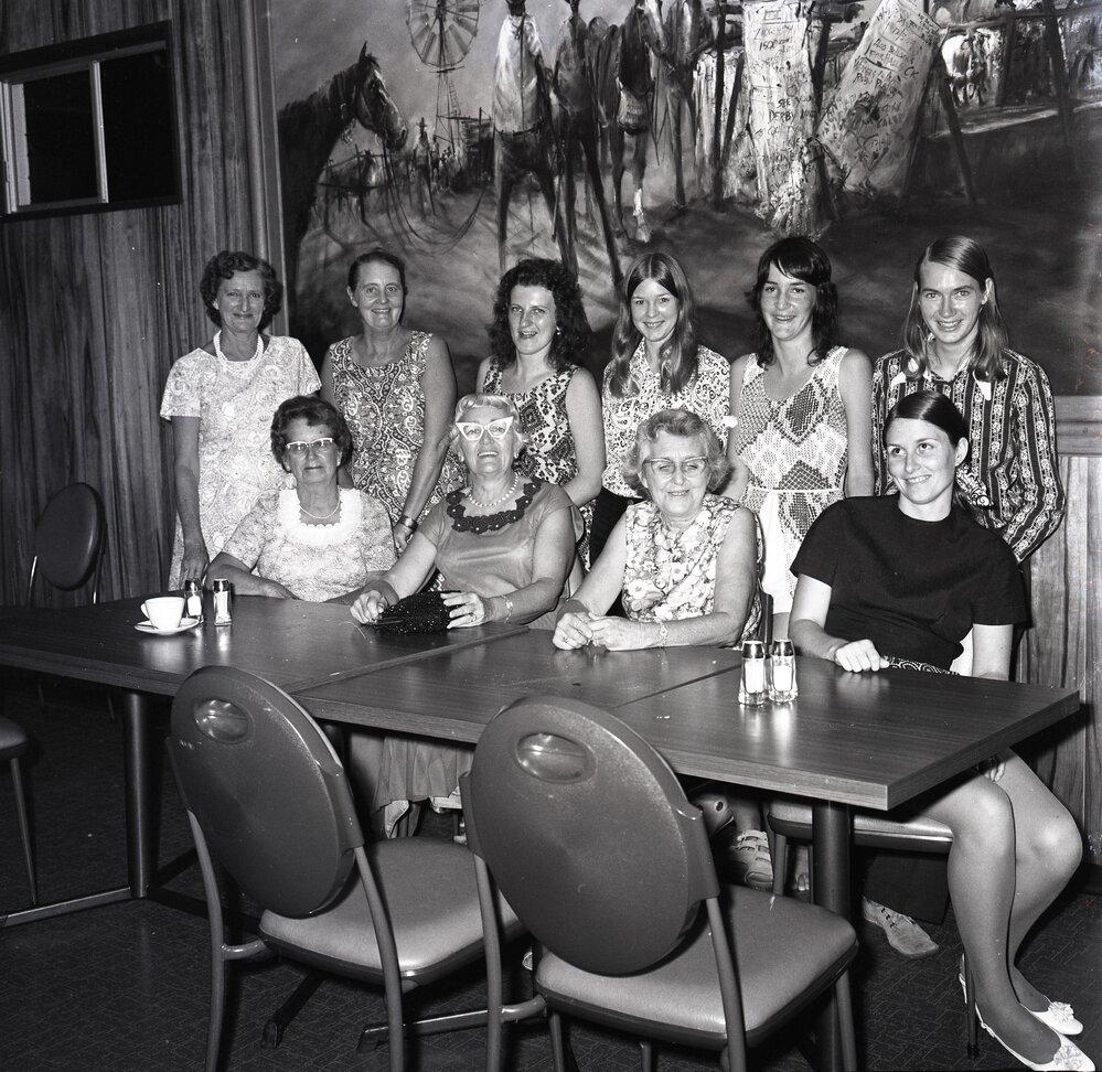 Celebrations, Noosa News staff members, Red Bull Steakhouse, Lanyana Way, Noosa Heads, 13 April 1973