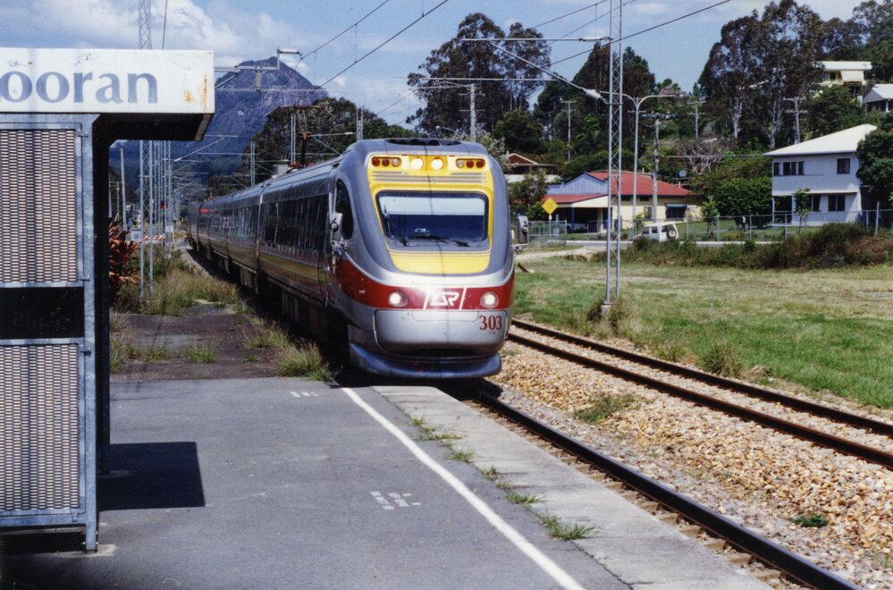 Train arriving, Cooran Railway Station, Cooran