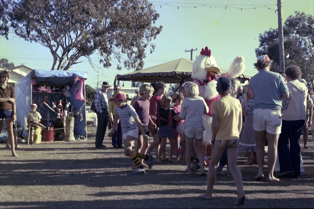 Kentucky Fried Chicken mascot, Festival of Waters, Lions Park, Noosaville, 26 August 1979