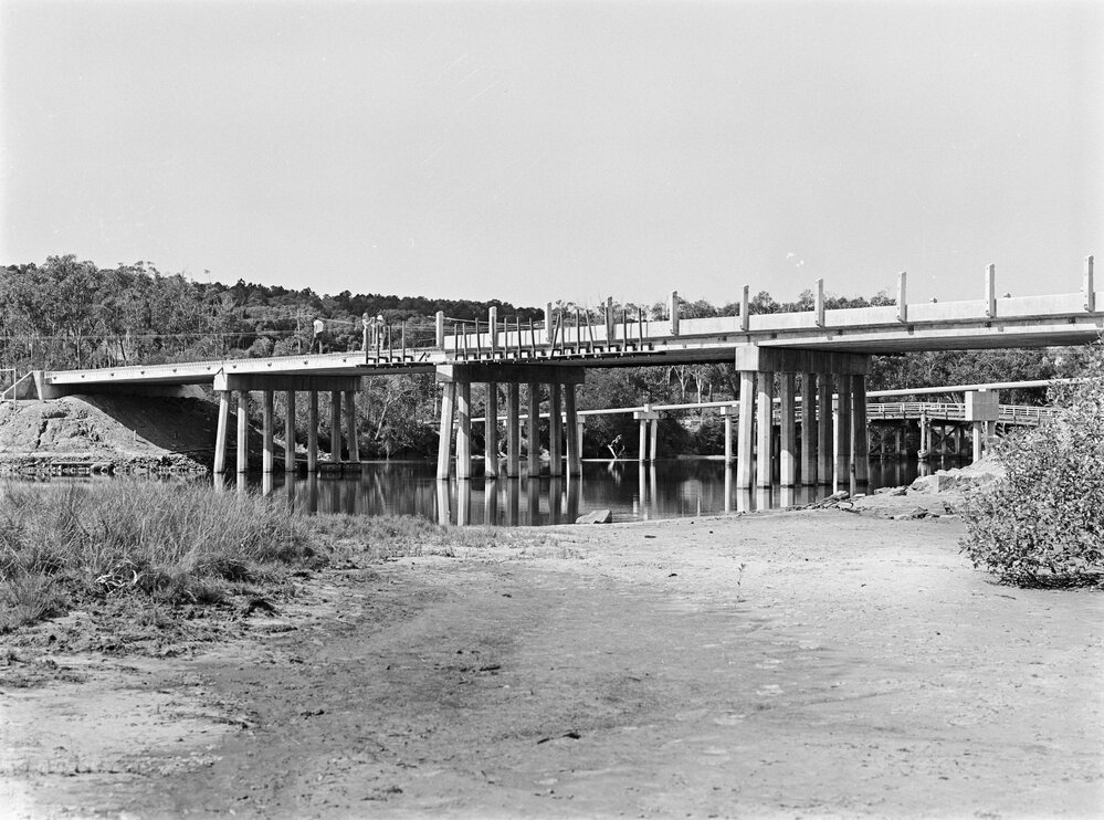 Construction, Weyba Bridge, Noosa Heads, ca 1973