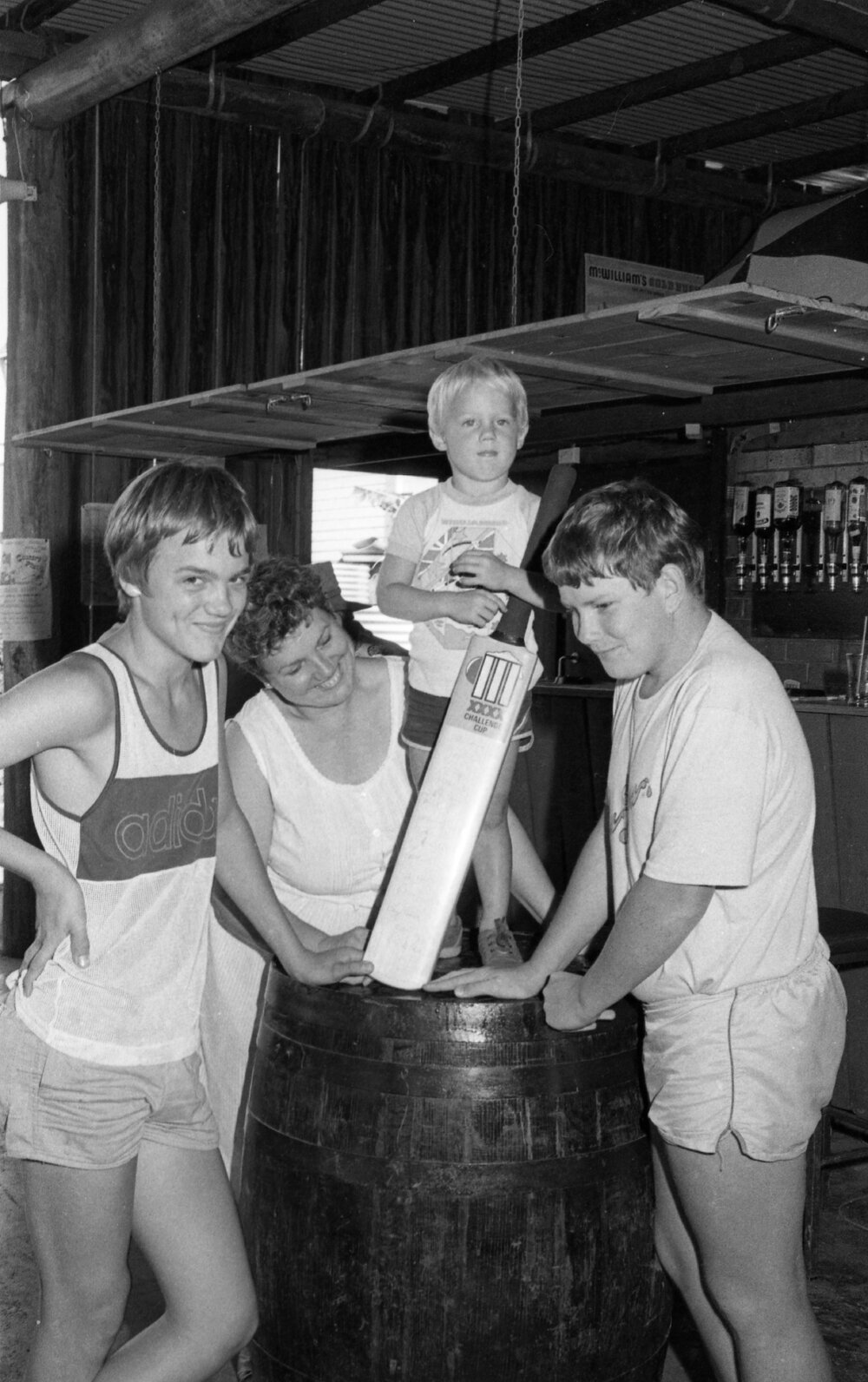 Admiring the bat, ca 1980s