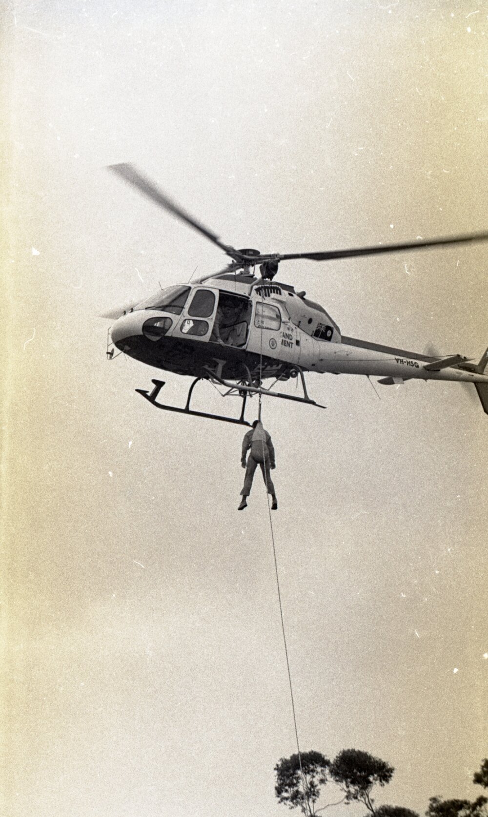 Helicopter rescue practice, Kin Kin, 1980s