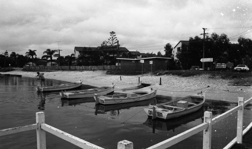 T Boat Hire boats, Noosa River, Noosaville, ca 1980s