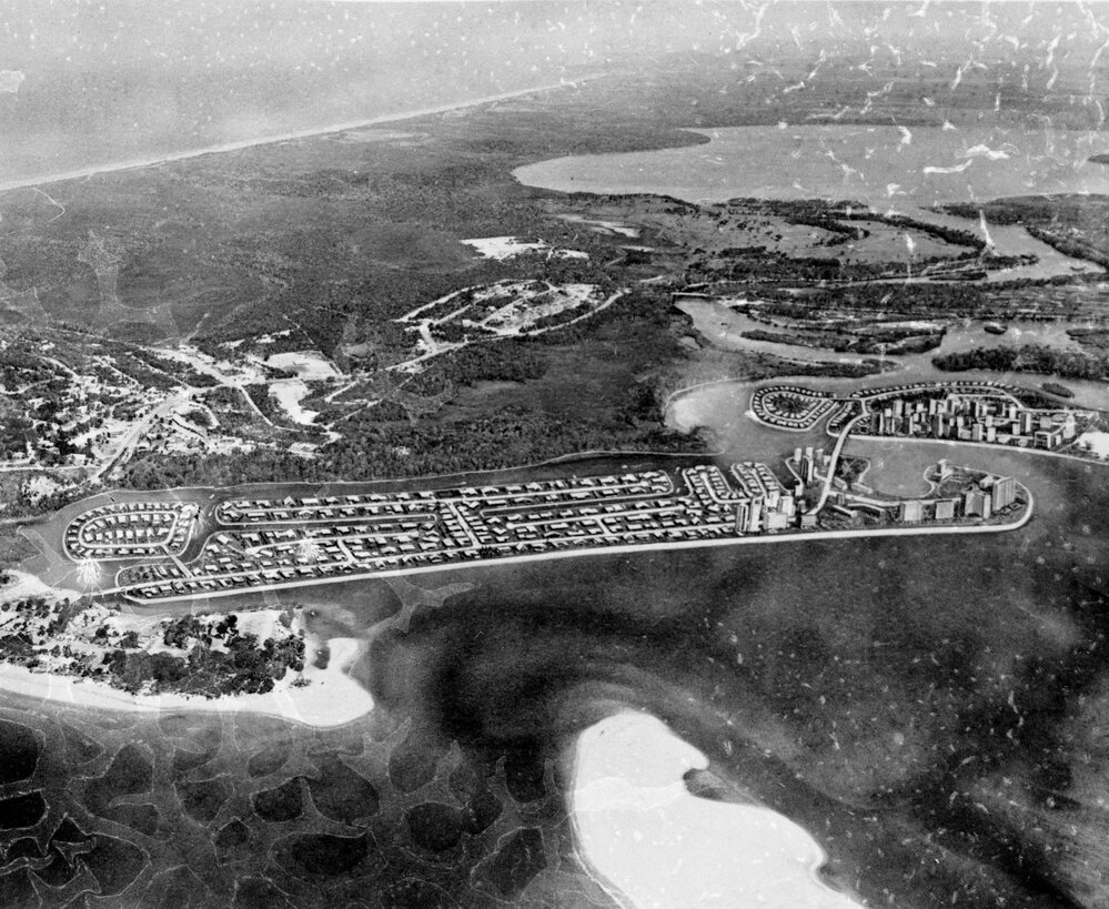 Architect aerial concept, Noosa Sound development, Noosa Heads, ca 1970s