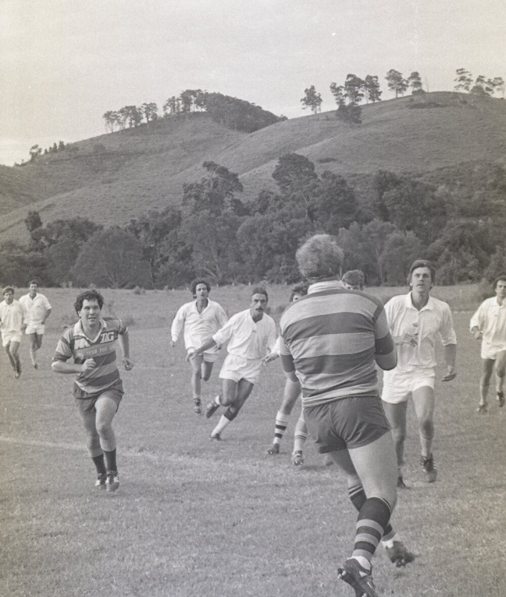 Football players, Kin Kin, 1980s