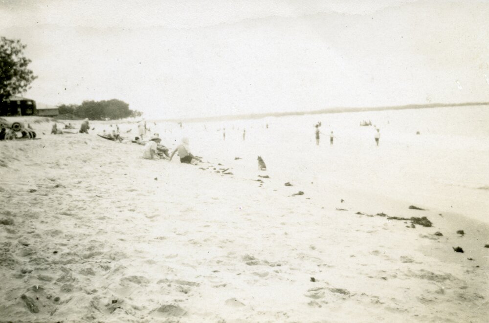 Beachgoers, Noosa Main Beach, Noosa Heads, 17 November 1946