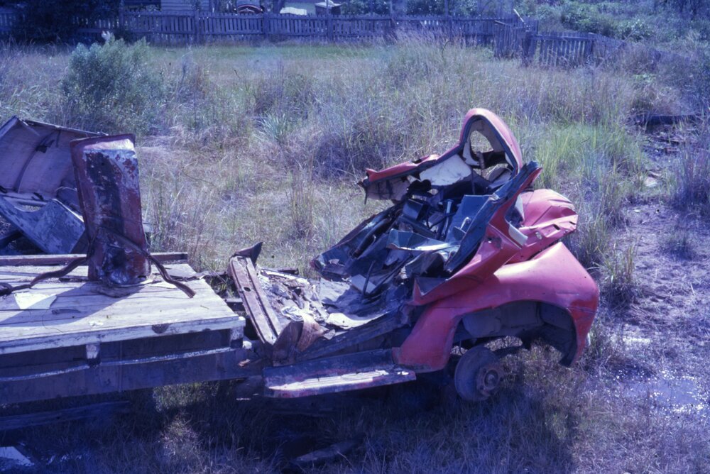 Remains of truck, Cooroy, ca 1970s