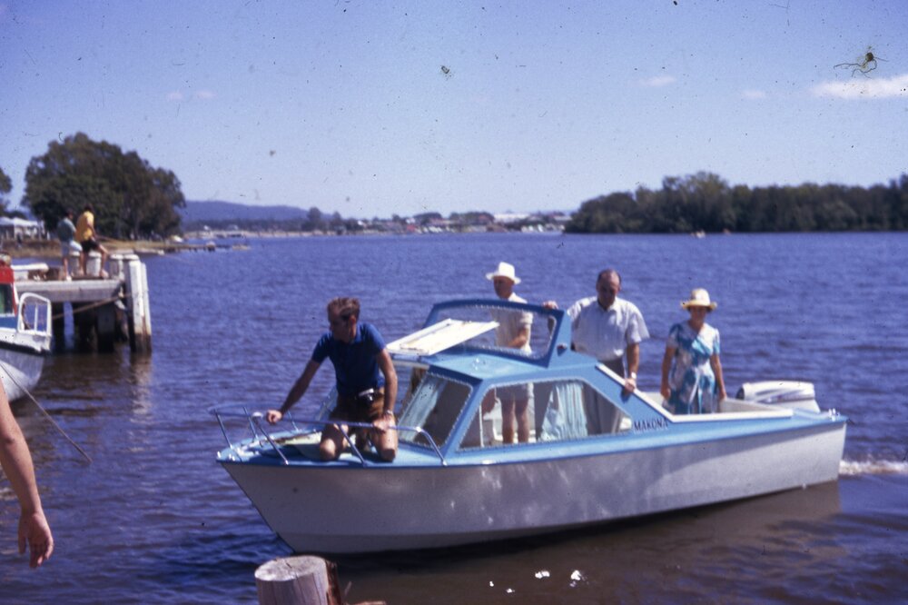 Boating, Jeffs Family, Noosa River, Noosaville, 1970s