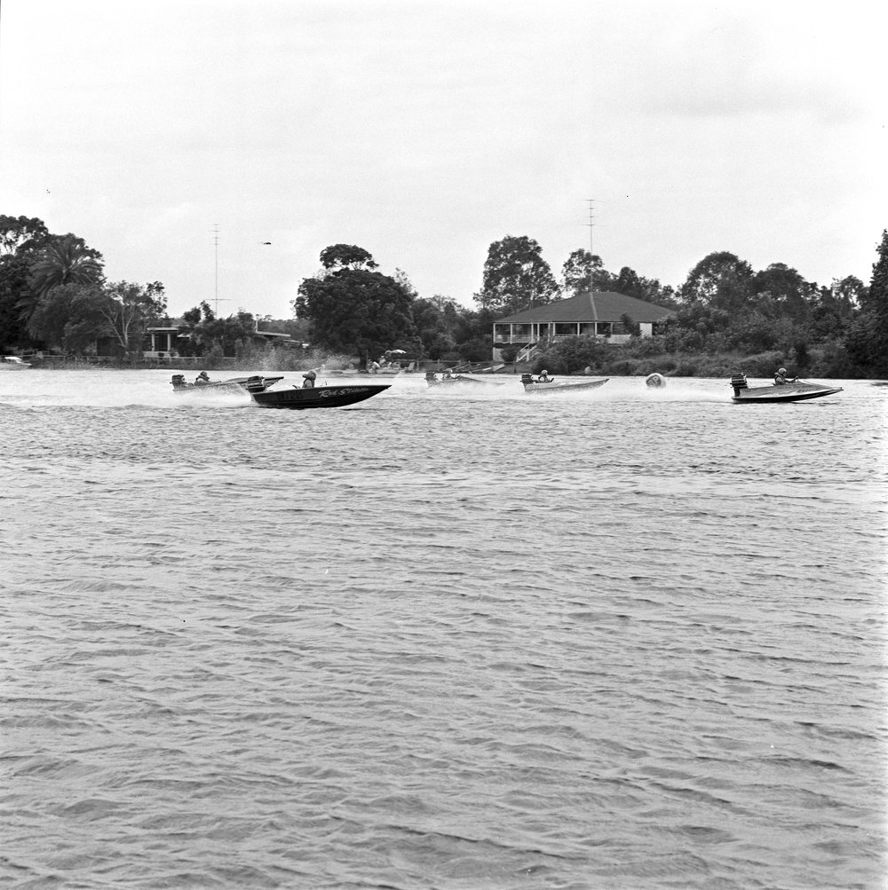 Power boat racing, Noosa River, New Year's Day, 1972 