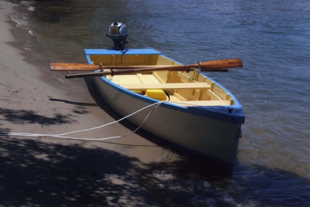Restored dinghy, Noosa River, Tewantin, ca 2016