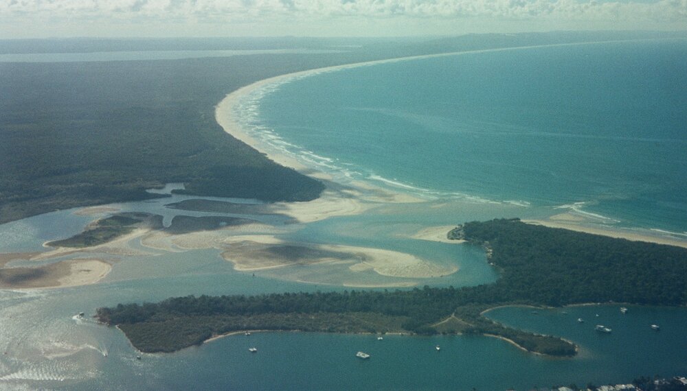 Aerial view, Noosa River mouth and Bar, Noosa Heads, 17 May 2007