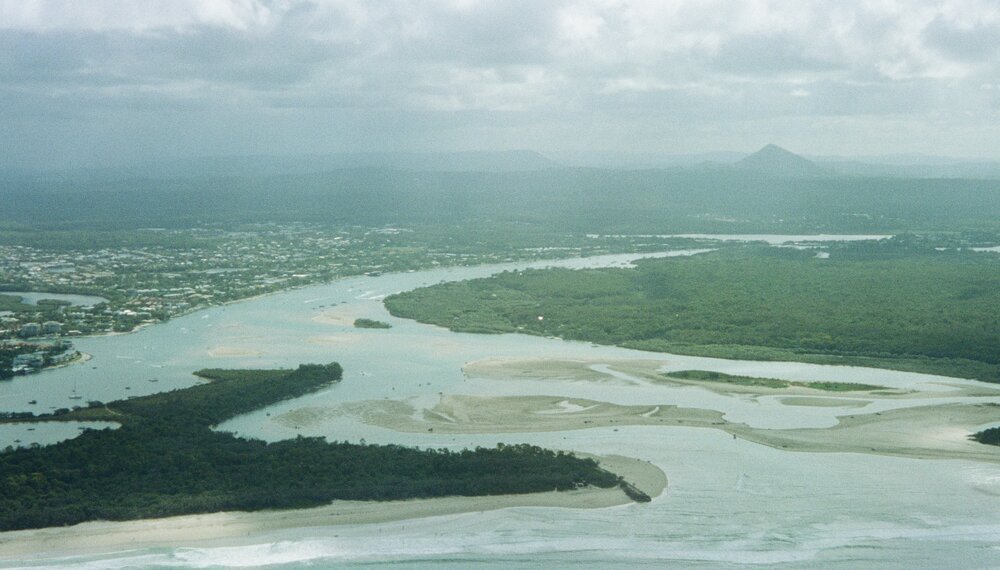 Aerial view, Noosa River mouth and Bar, Noosa Heads, 4 January 2007
