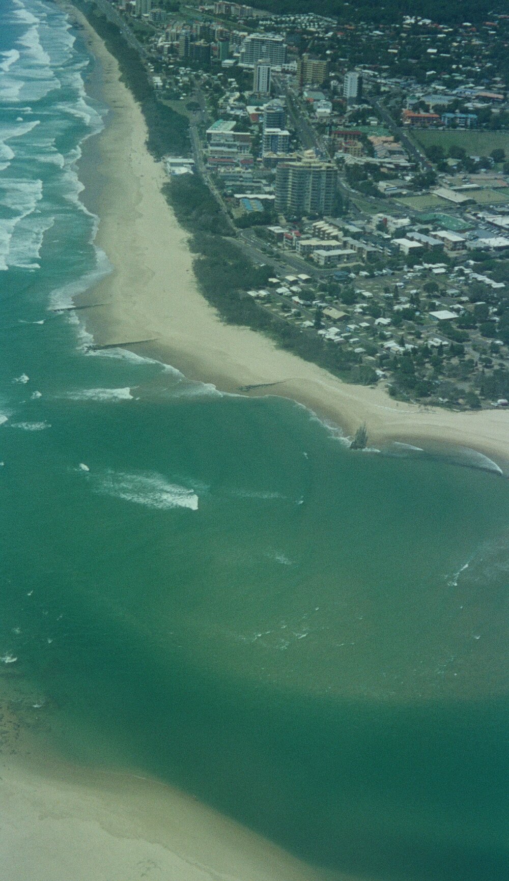 Aerial view, Maroochy River mouth and Bar, Maroochydore,  21 February 2005