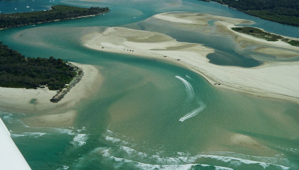 Aerial view, Noosa River mouth and Bar, Noosa Heads, 7 October 2006