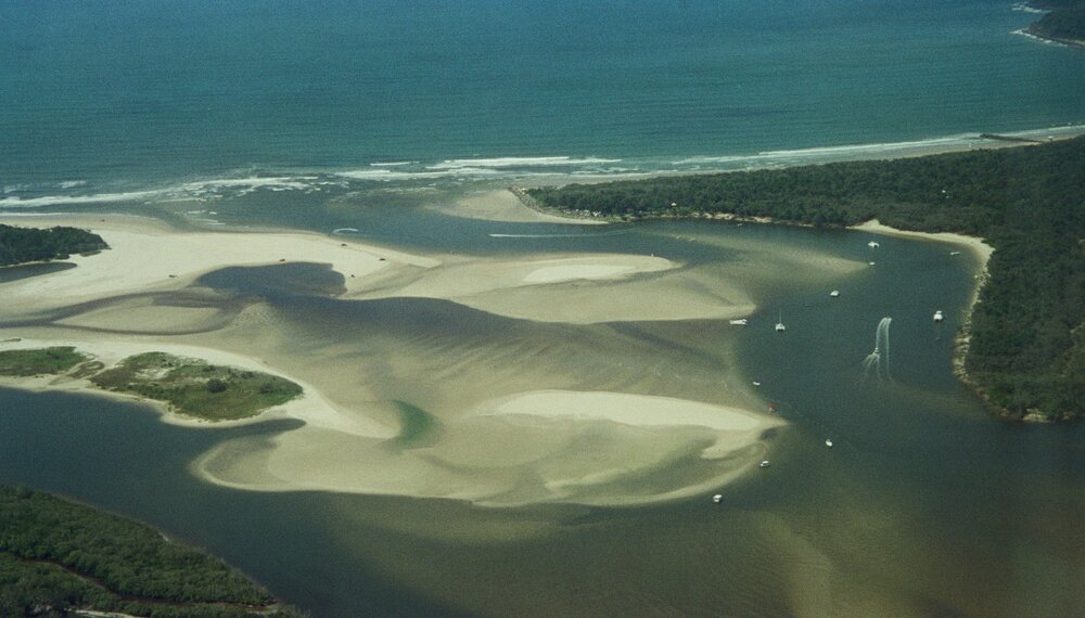Aerial view, Noosa River mouth and Bar, Noosa Heads, 16 March 2006