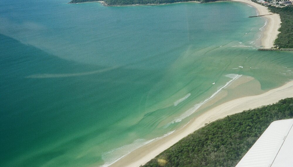 Aerial view, Noosa River mouth and Bar, Noosa Heads, 20 June 2007