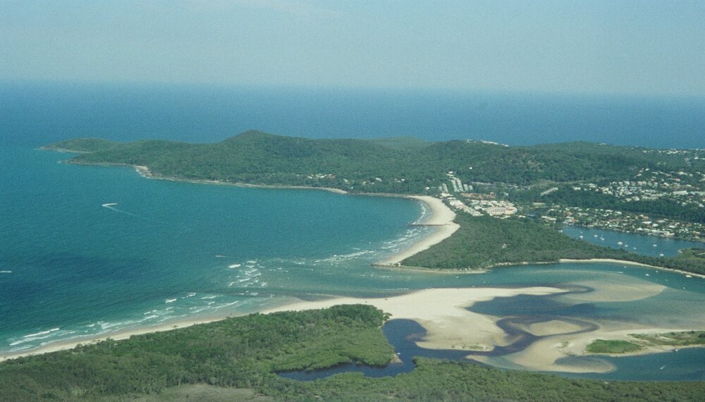 Aerial view, Noosa River mouth and Bar, Noosa Heads, 17 December 2005