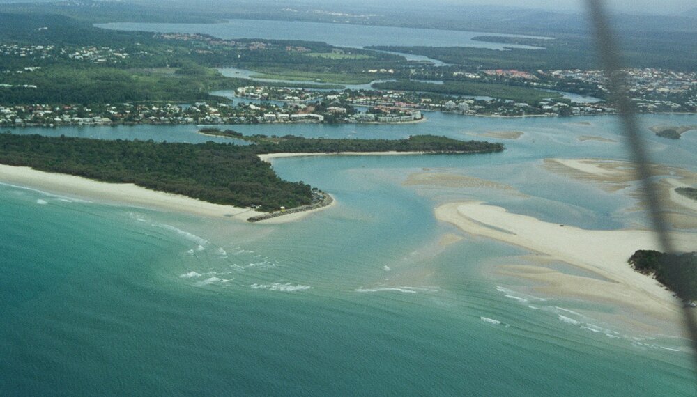 Aerial view, Noosa River mouth and Bar, Noosa Heads, 19 October 2005