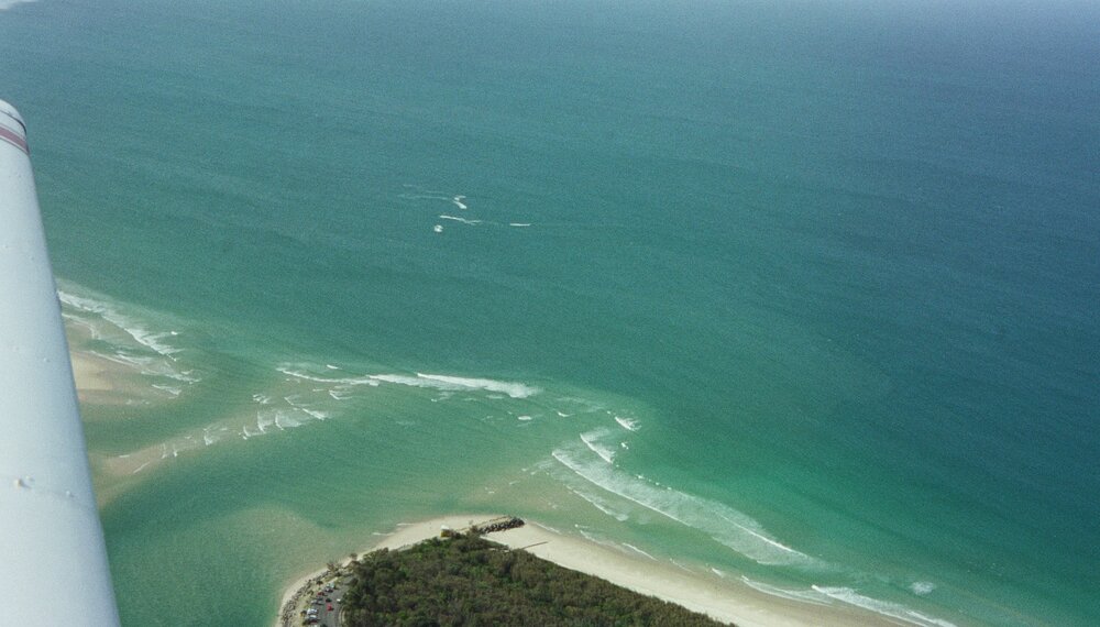 Aerial view, Noosa River mouth and Bar, Noosa Heads, 19 October 2005