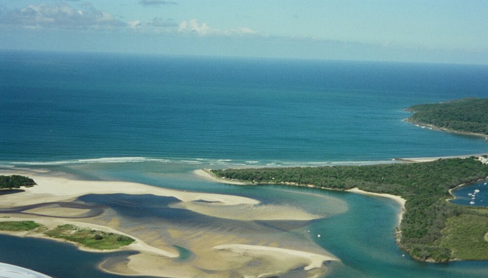 Aerial view, Noosa River mouth and Bar, Noosa Heads, 30 January 2006
