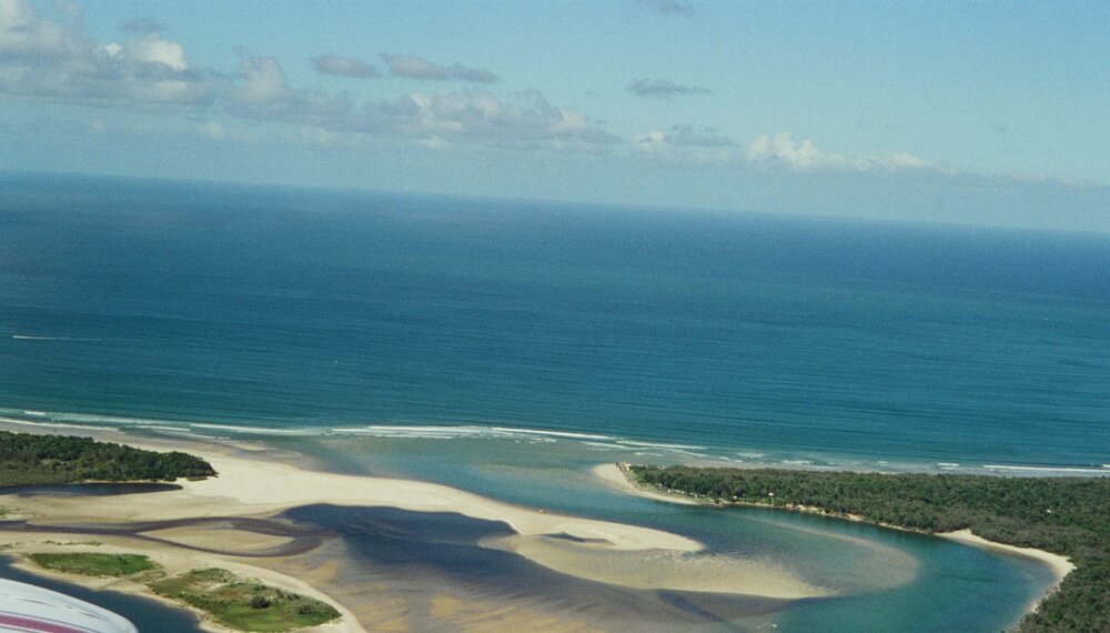 Aerial view, Noosa River mouth and Bar, Noosa Heads, 30 January 2006