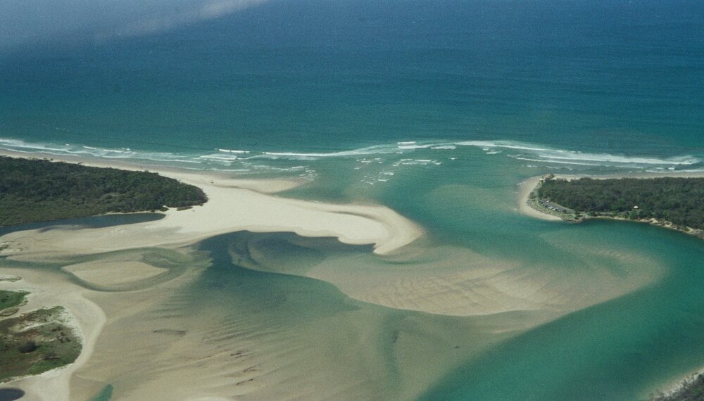 Aerial view, Noosa River mouth and Bar, Noosa Heads, 2005-2006