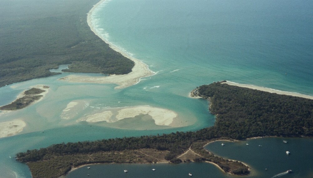 Aerial view, Noosa River mouth and Bar, Noosa Heads, 7 August 2007
